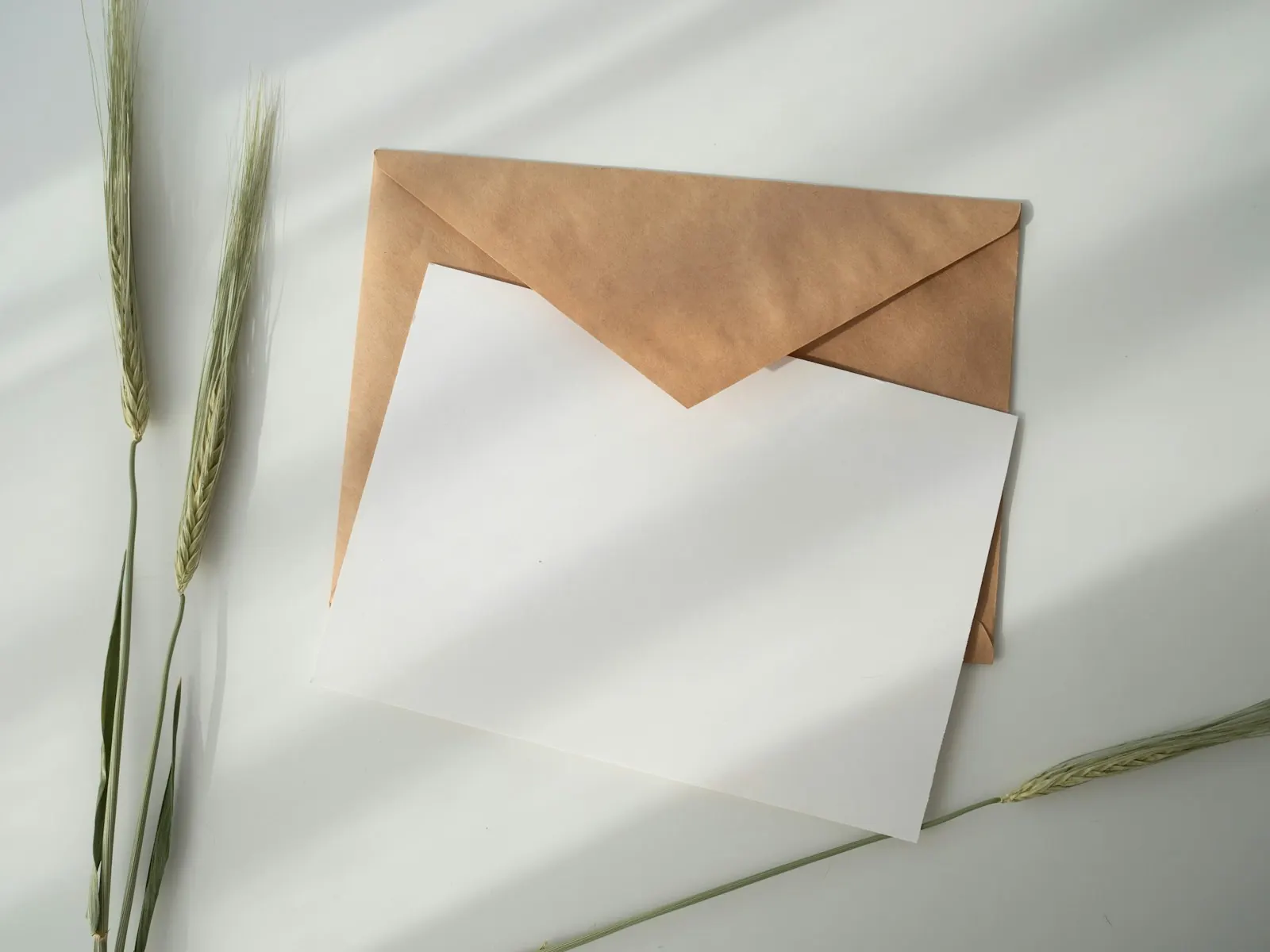 A blank page and a kraft envelope on a table.